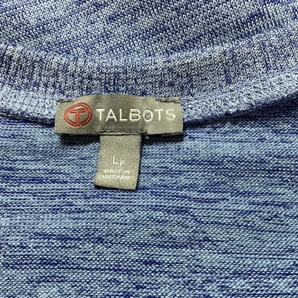 T x TALBOTS Blue Jersey Dress Soft Drape Casual Stretch Knit Marled Blue Sz Lp - Picture 5 of 10